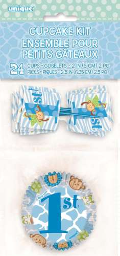 Blue Safari 1st Birthday Cupcake Combo - Click Image to Close